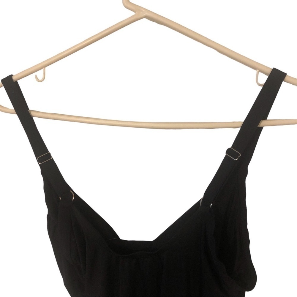 Jantzen Black Ruched Center Adj. Straps Plus Sized NWT One-piece Swimsuit Sz.16W - Picture 7 of 11